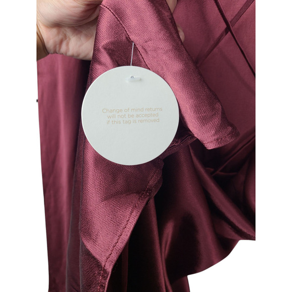 Shona Joy Elia Open Back Tie Mini Dress Burgundy US Size 10 NWT - Picture 10 of 12